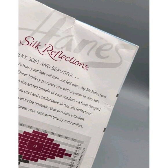 Hanes Silk Reflections Lace Top Thigh Highs Sheer Toe Jet Black Size CD Silky - Picture 3 of 8